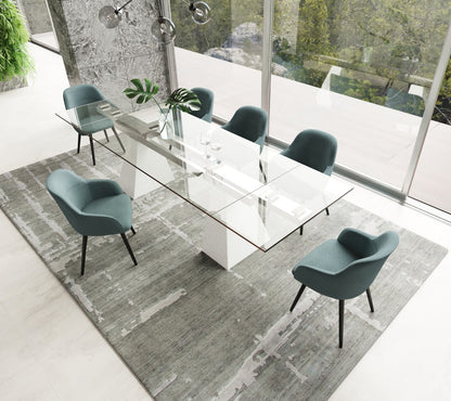 Modrest Latrobe Modern Extendable Quartz Stone and Glass Dining Table