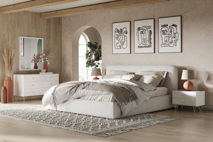 Modrest Liam Modern Ivory Fabric Upholstered Bed