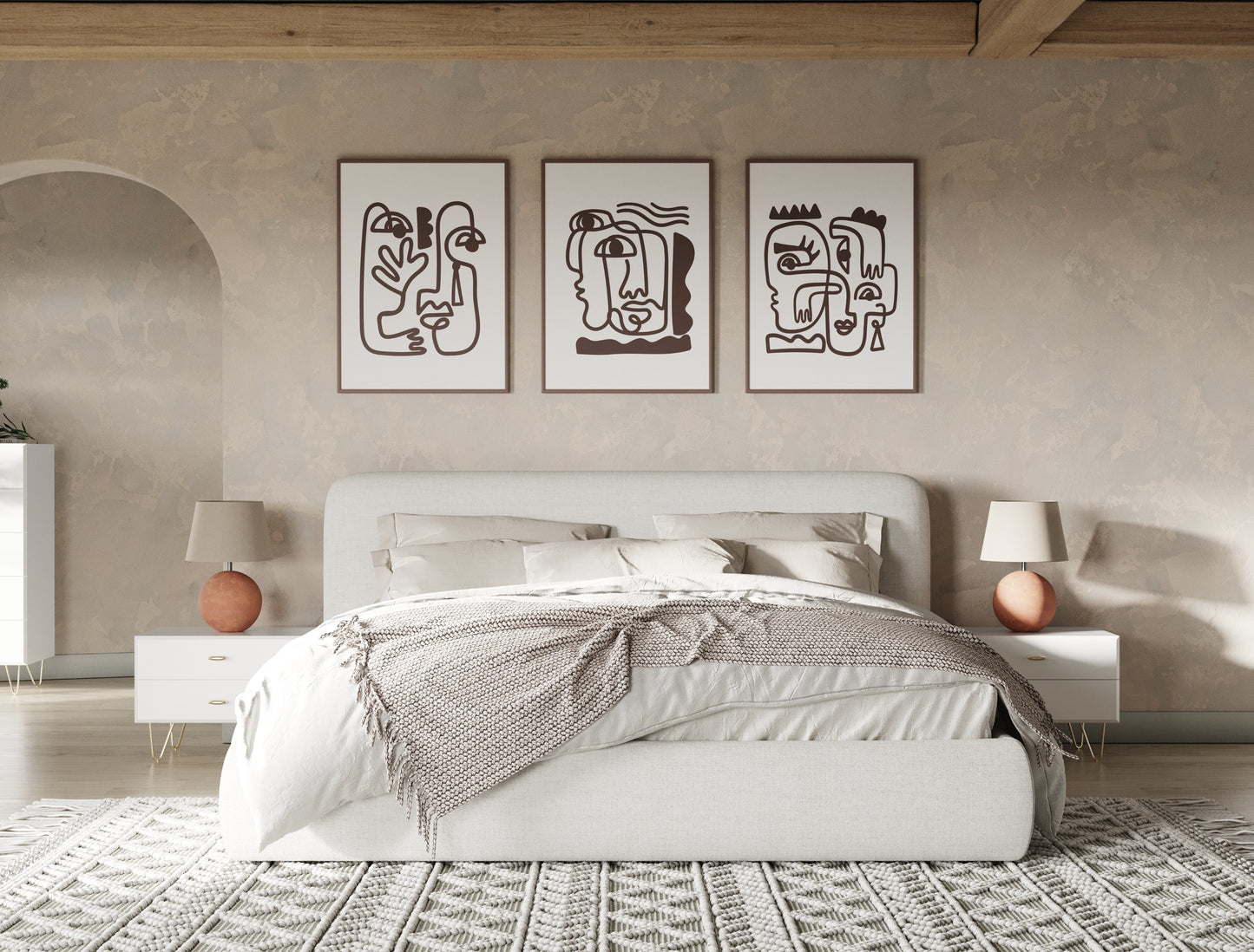 Modrest Liam Modern Ivory Fabric Upholstered Bed