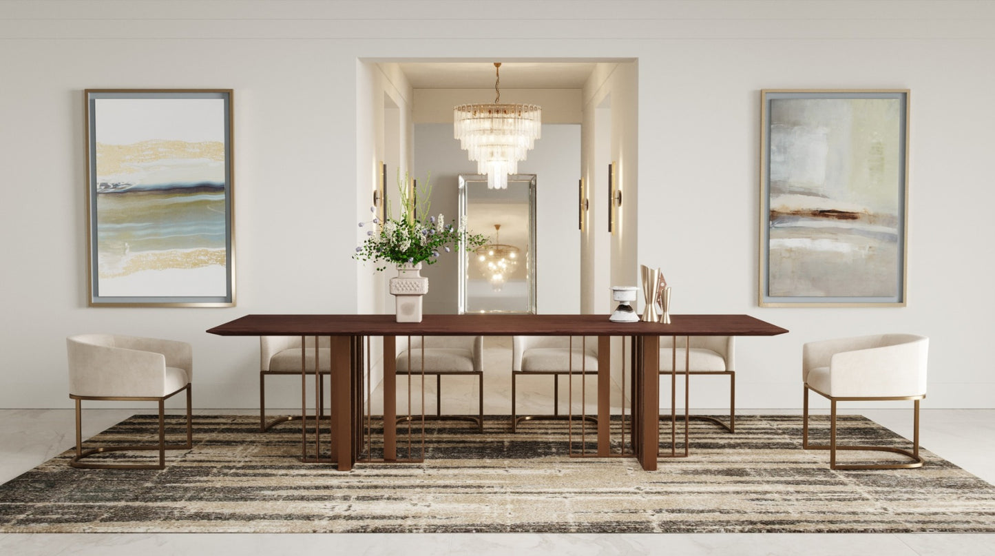 Modrest Livia Modern Wenge and Gold Stainless Steel Dining Table