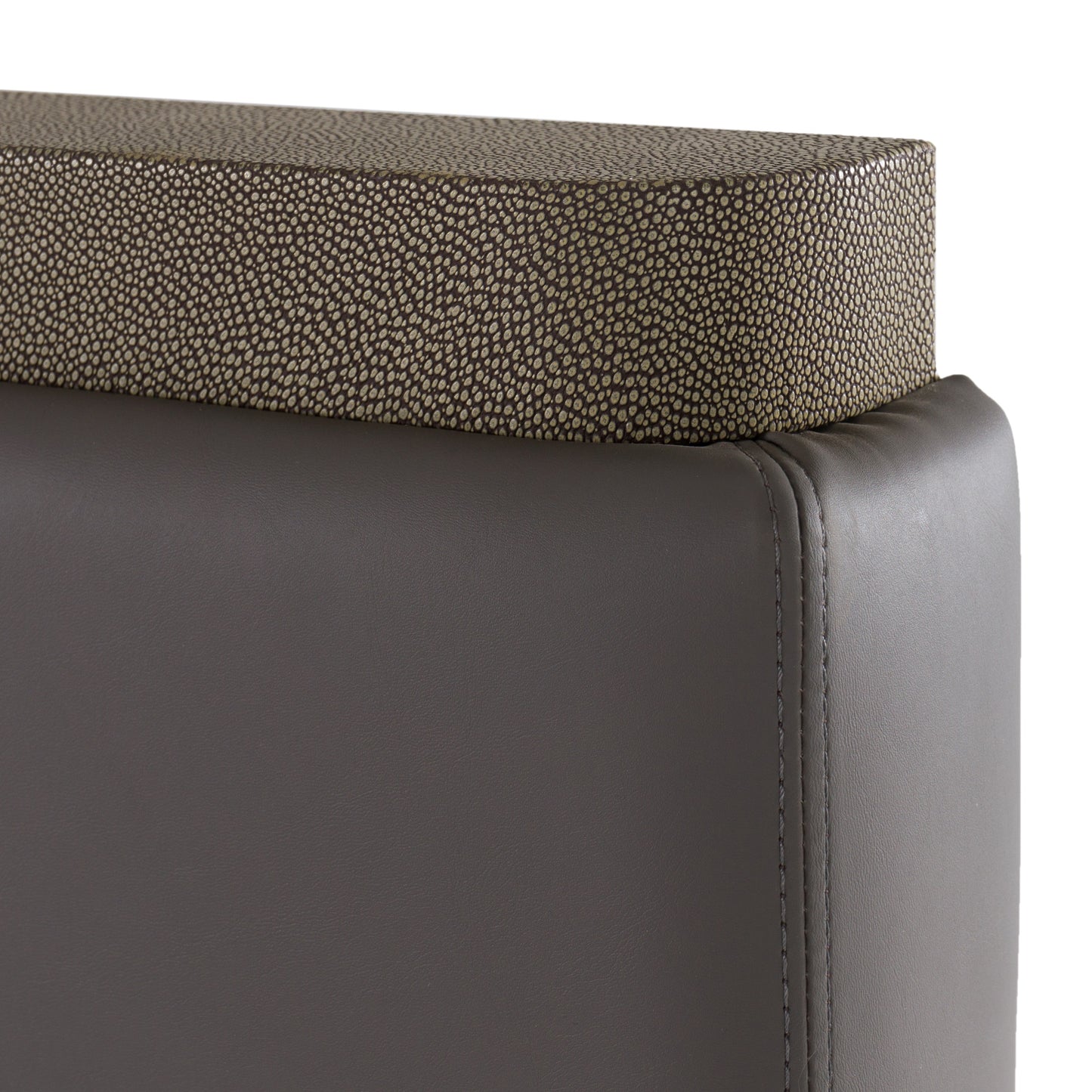 East King Modrest Lois Modern Grey Leather and Beige Shagreen Bed