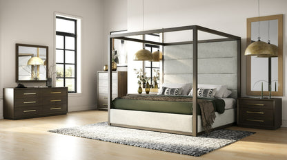 Modrest Manhattan Contemporary Brown Oak and Gold Chest