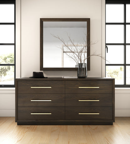 Modrest Manhattan Contemporary Brown Oak and Gold Dresser