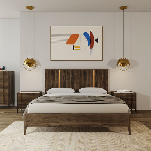 Modrest Oakley Mid-Century Dark Brown Bed