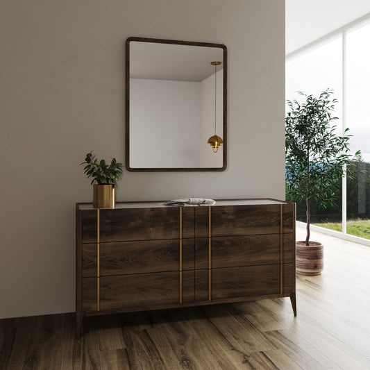 Modrest Oakley Mid-Century Dark Brown Mirror