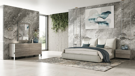 Modrest Patrick Modern Light Grey Leather Bed