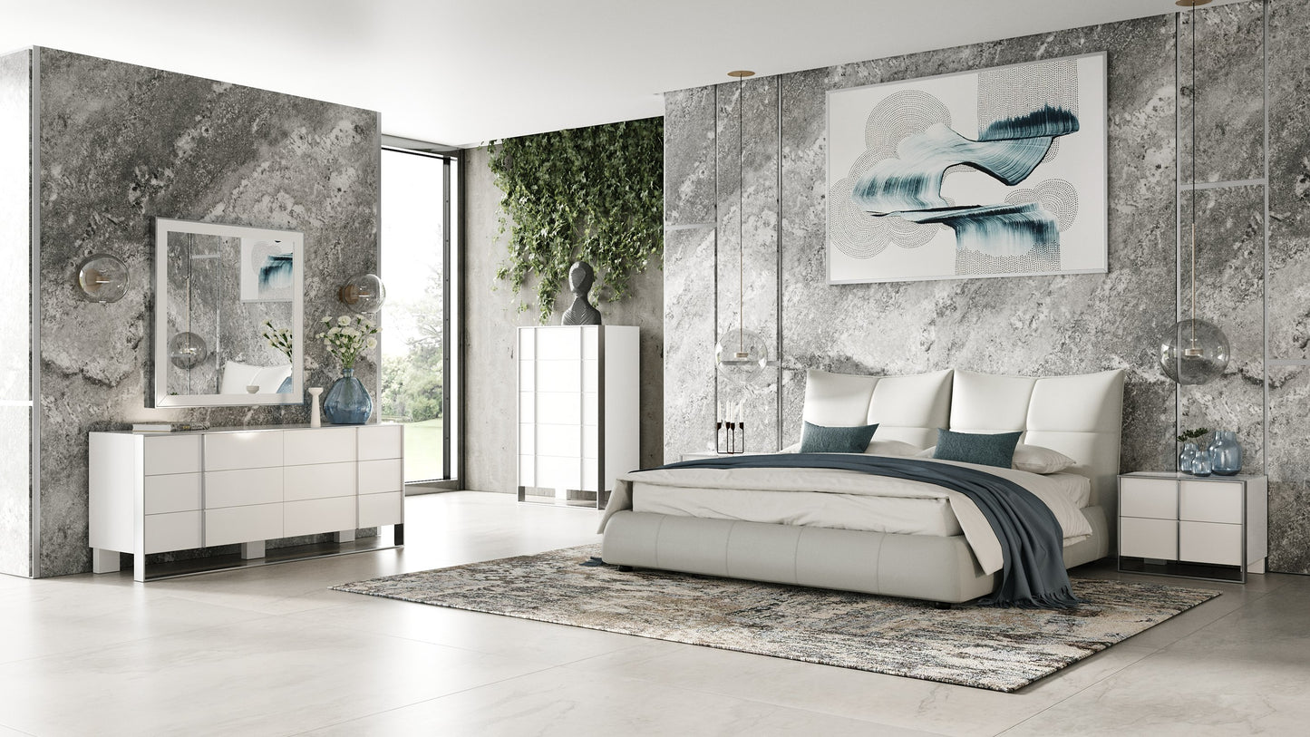 Modrest Patrick Modern Light Grey Leather Bed