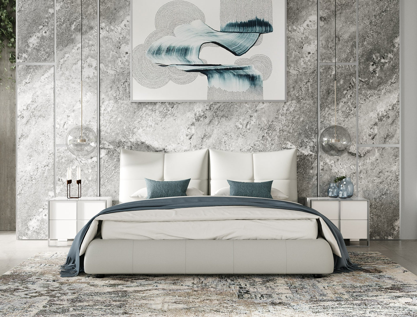 Modrest Patrick Modern Light Grey Leather Bed