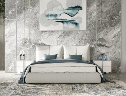 Modrest Patrick Modern Light Grey Leather Bed