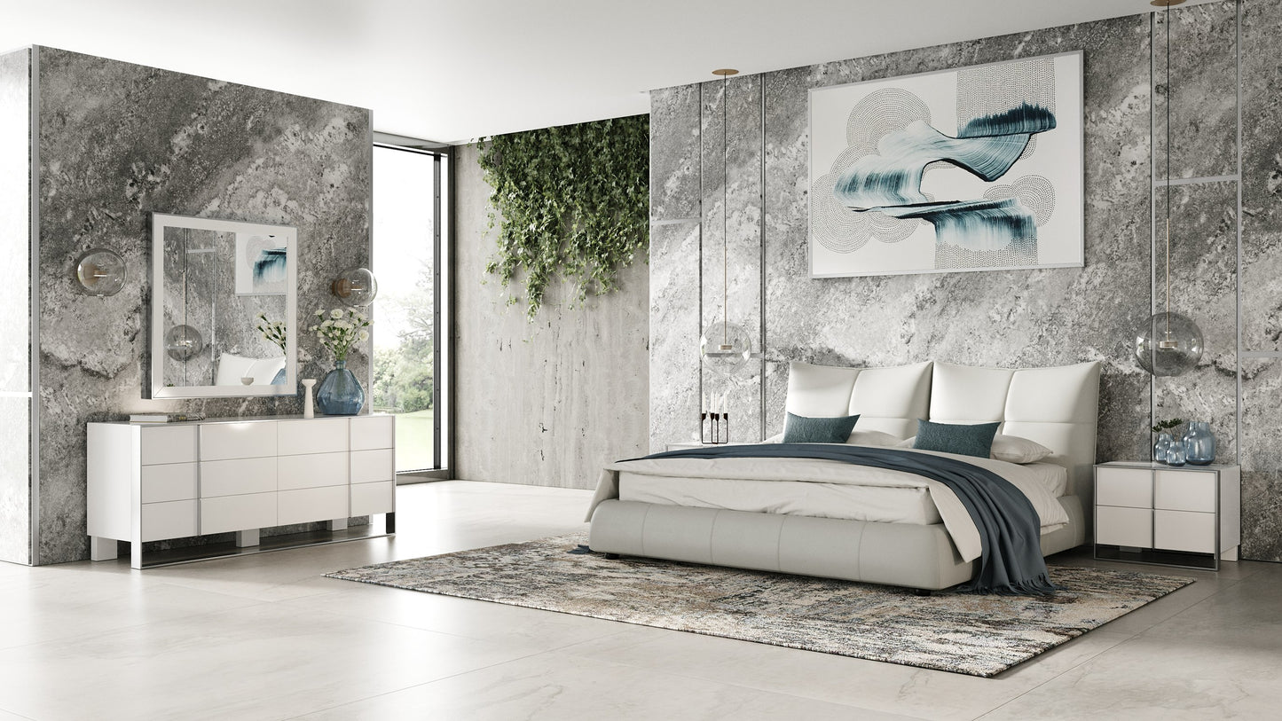 Modrest Patrick Modern Light Grey Leather Bed