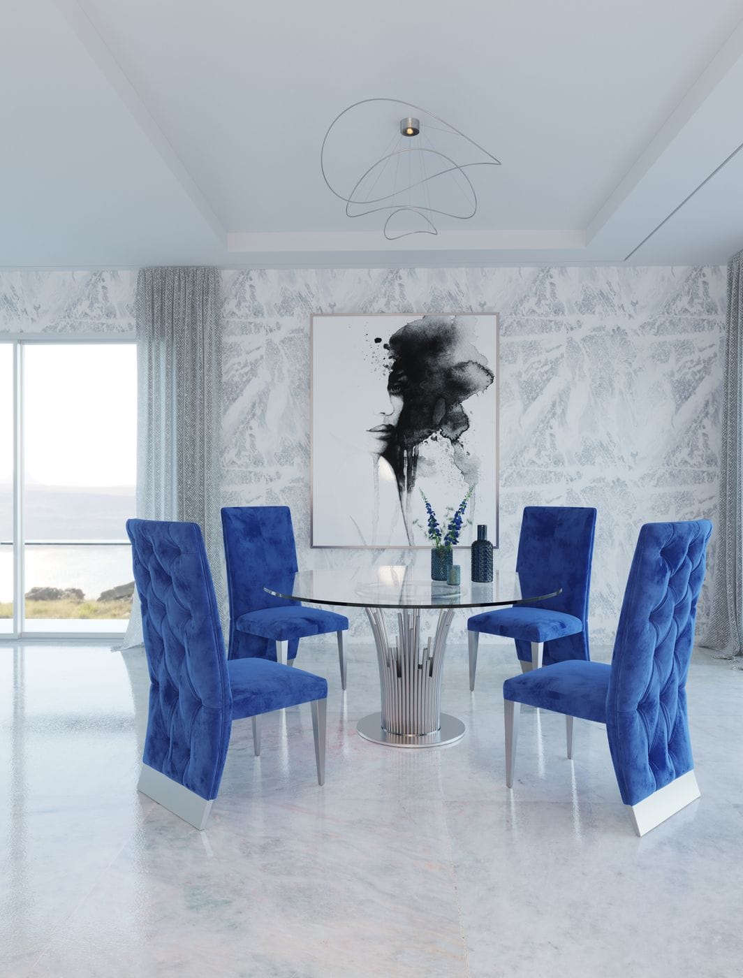 Modrest Paxton Modern Round Glass and Stainless Steel Dining Table