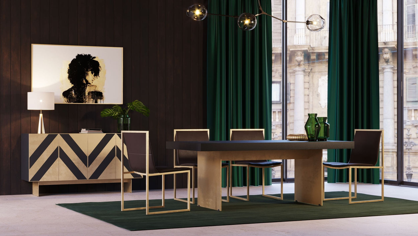 Modrest Perret Glam Black Ash and Brushed Brass Modern Buffet