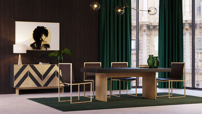 Modrest Perret Glam Black Ash and Brushed Brass Modern Buffet