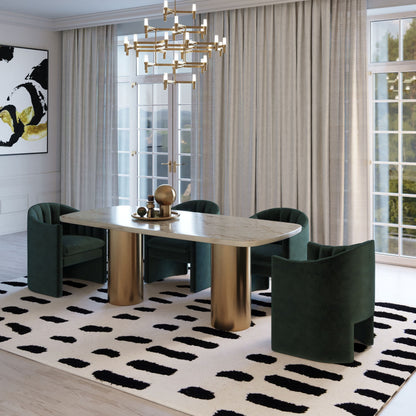 Modrest Rocky Glam White Marble and Brush Gold Dining Table