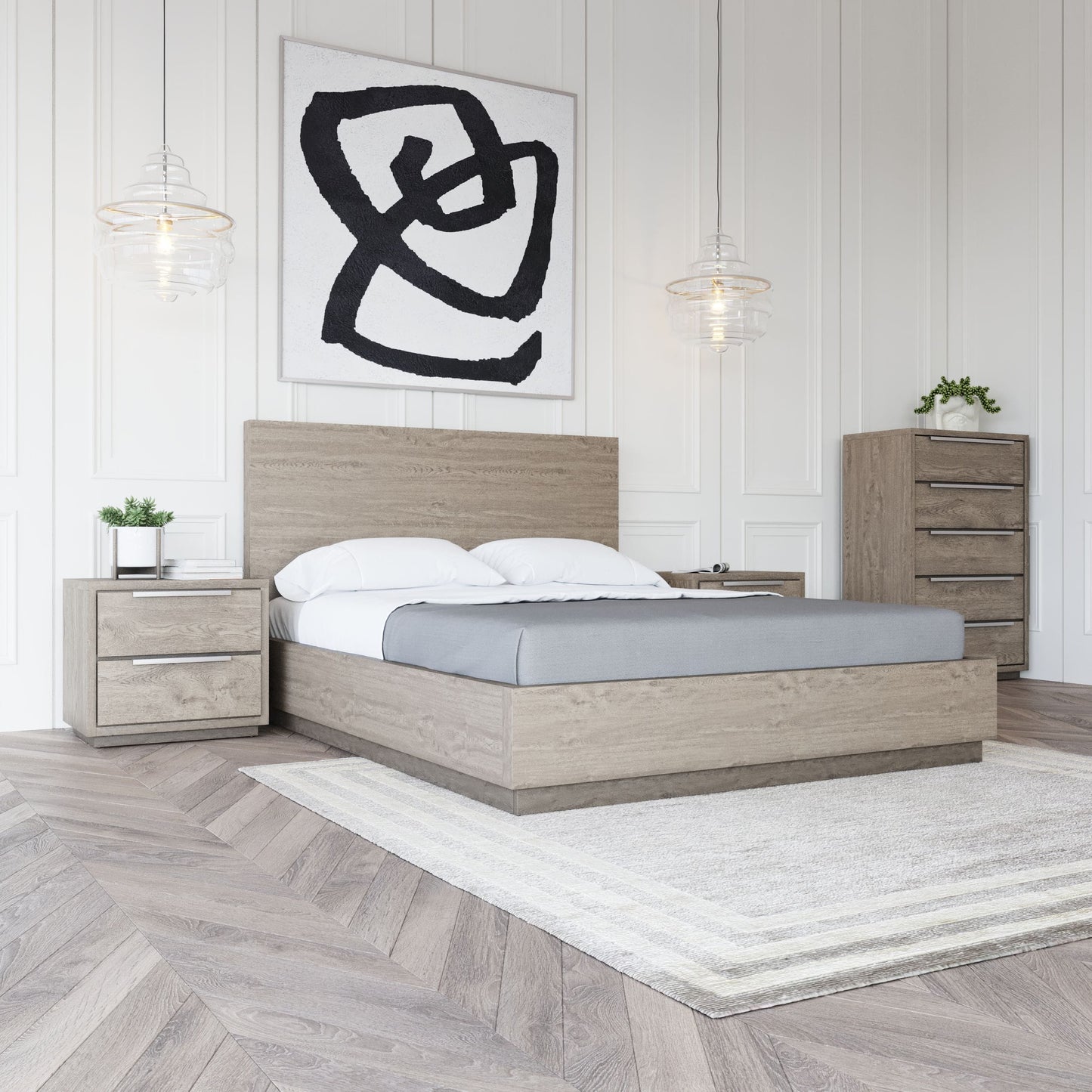Modrest Samson Contemporary Grey and Silver Bed