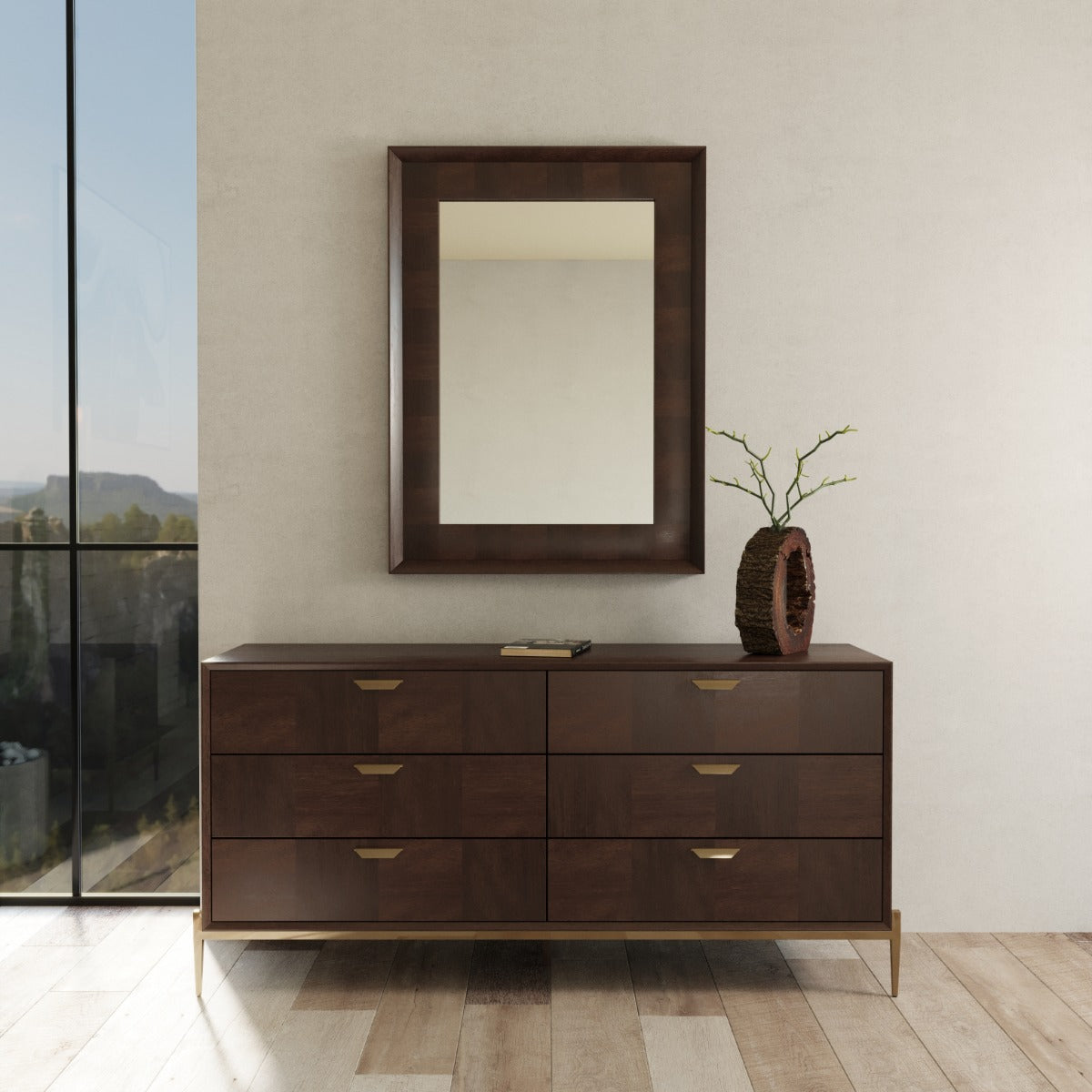 Modrest Shane Modern Acacia and Brass Dresser
