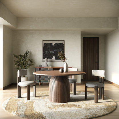 Modrest Sheridan Mid-Century Modern Walnut Round Dining Table