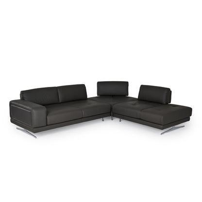 Lamod Italia Mood Italian Grey Leather Right Facing Sectional Sofa