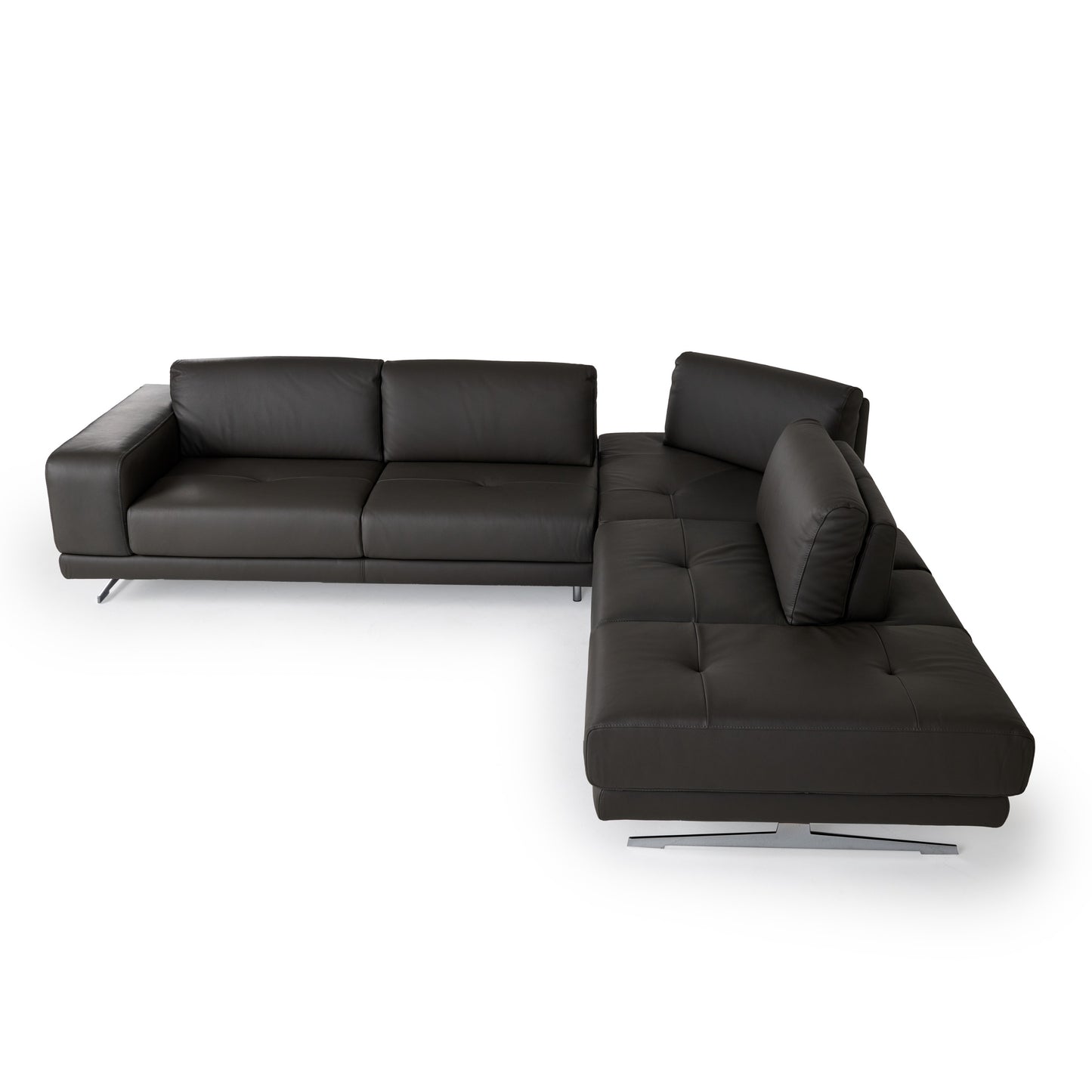 Lamod Italia Mood Italian Grey Leather Right Facing Sectional Sofa