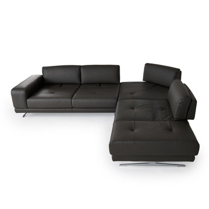 Lamod Italia Mood Italian Grey Leather Right Facing Sectional Sofa