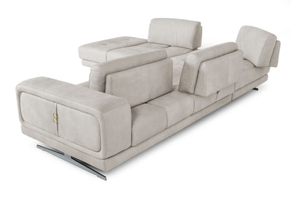 Lamod Italia Mood Contemporary Light Grey Leather Left Facing Sectional Sofa