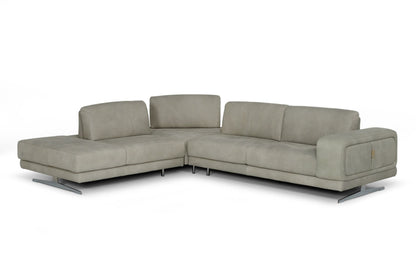 Lamod Italia Mood Italian Grey Leather Left Facing Sectional Sofa