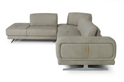 Lamod Italia Mood Italian Grey Leather Left Facing Sectional Sofa