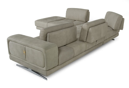Lamod Italia Mood Italian Grey Leather Left Facing Sectional Sofa