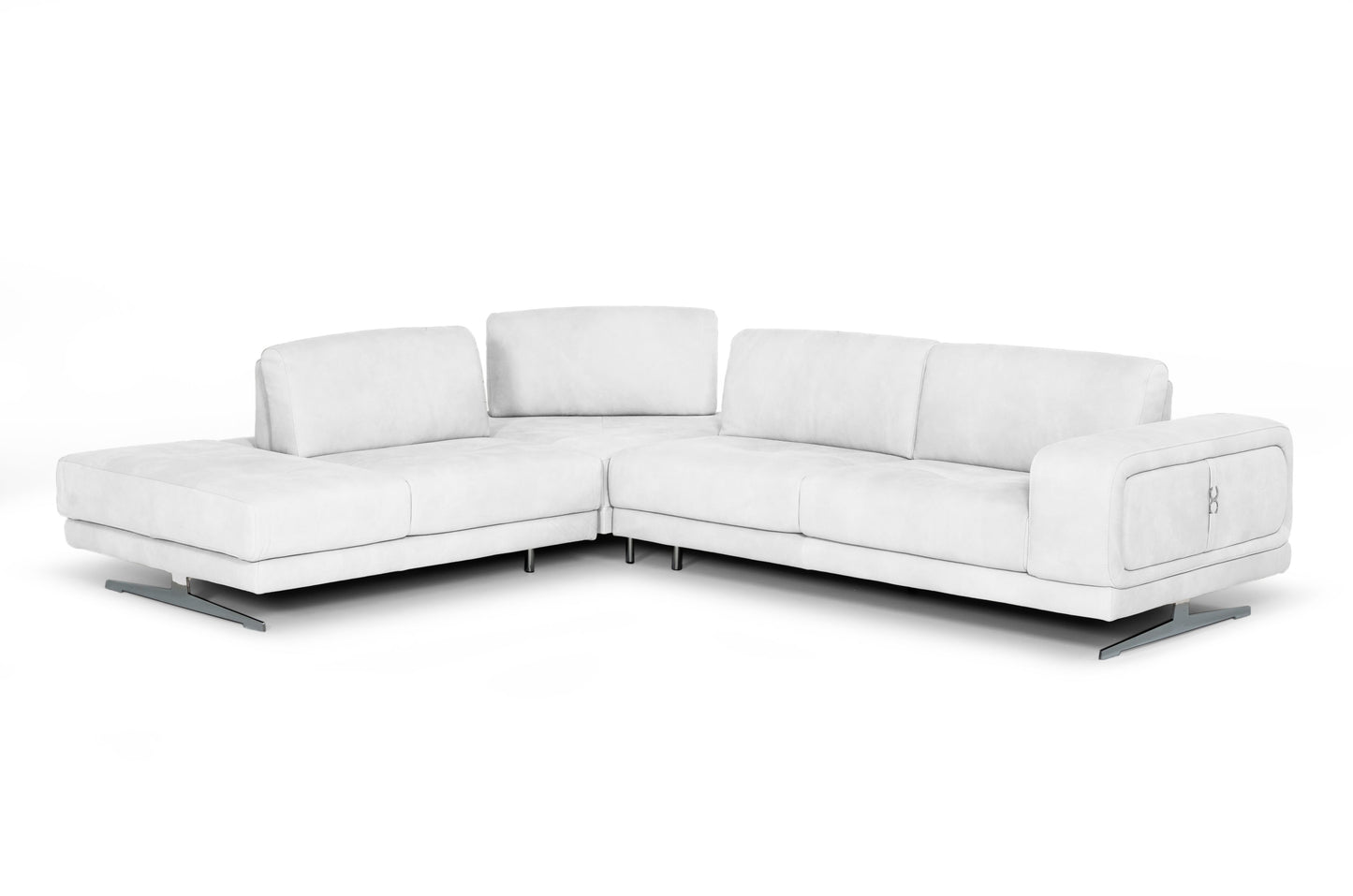 Lamod Italia Mood Italian White Leather Left Facing Sectional Sofa