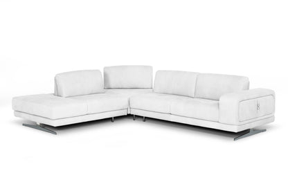 Lamod Italia Mood Italian White Leather Left Facing Sectional Sofa