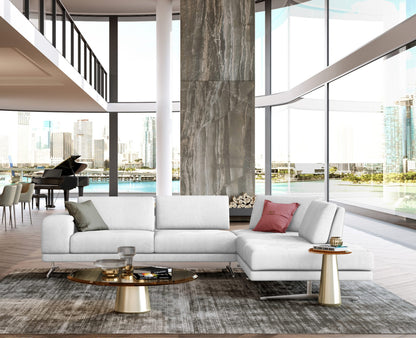 Lamod Italia Mood Italian White Leather Right Facing Sectional Sofa