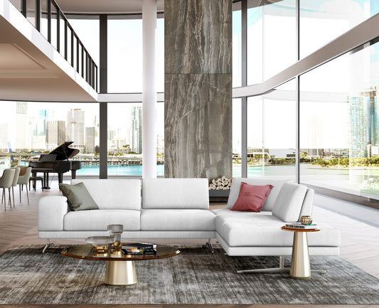 Lamod Italia Mood Italian White Leather Right Facing Sectional Sofa