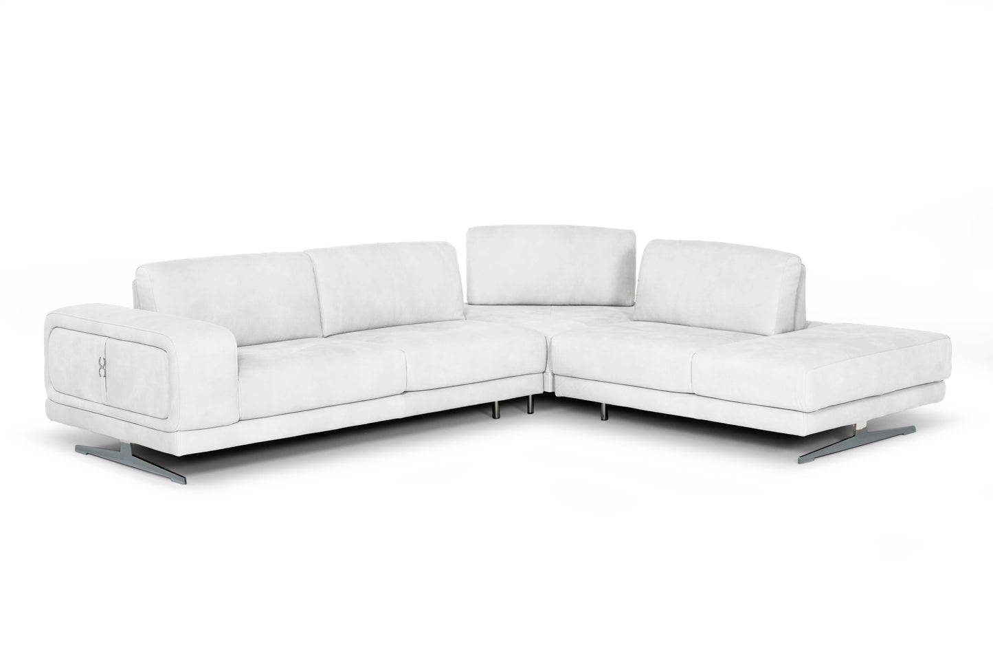Lamod Italia Mood Italian White Leather Right Facing Sectional Sofa