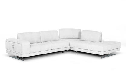 Lamod Italia Mood Italian White Leather Right Facing Sectional Sofa