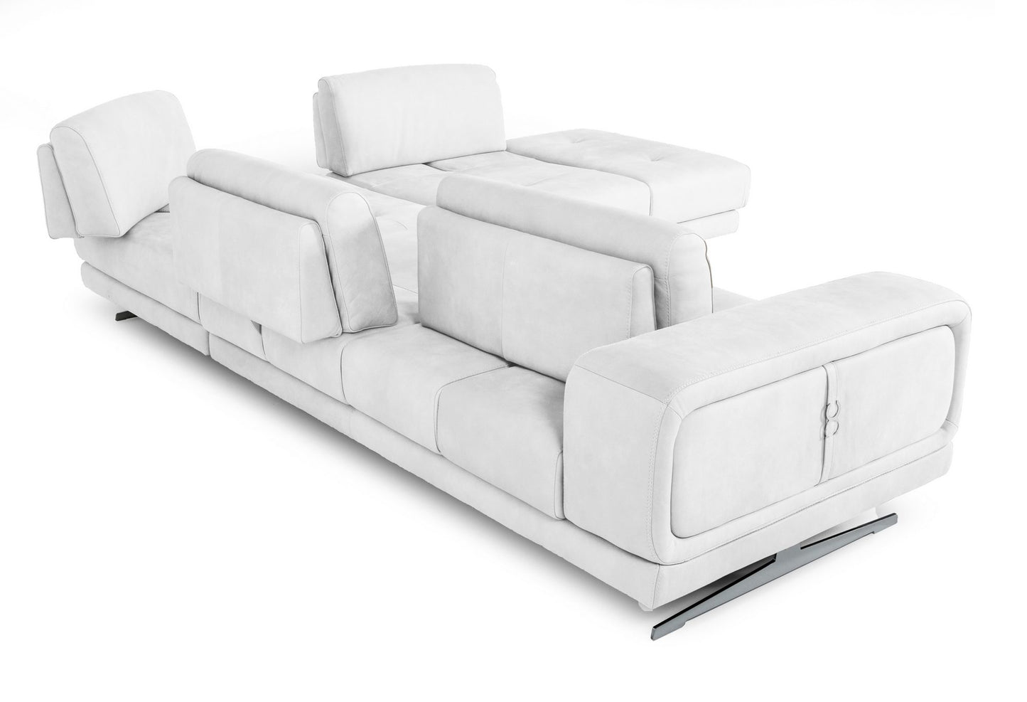 Lamod Italia Mood Italian White Leather Right Facing Sectional Sofa