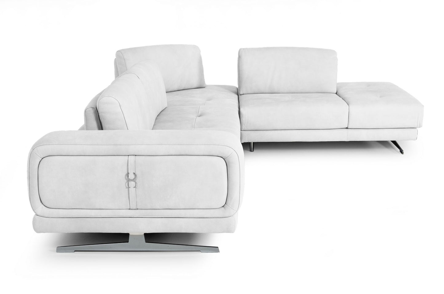Lamod Italia Mood Italian White Leather Right Facing Sectional Sofa