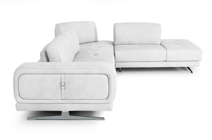 Lamod Italia Mood Italian White Leather Right Facing Sectional Sofa