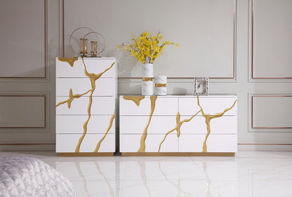 Modrest Aspen Modern White and Gold Chest