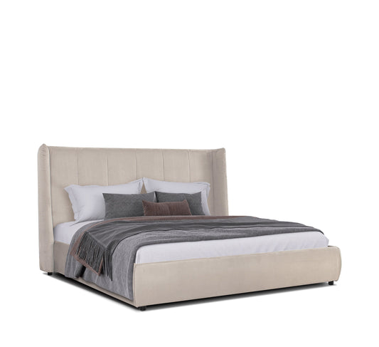Modrest Emilia Modern Beige Velvet Bed