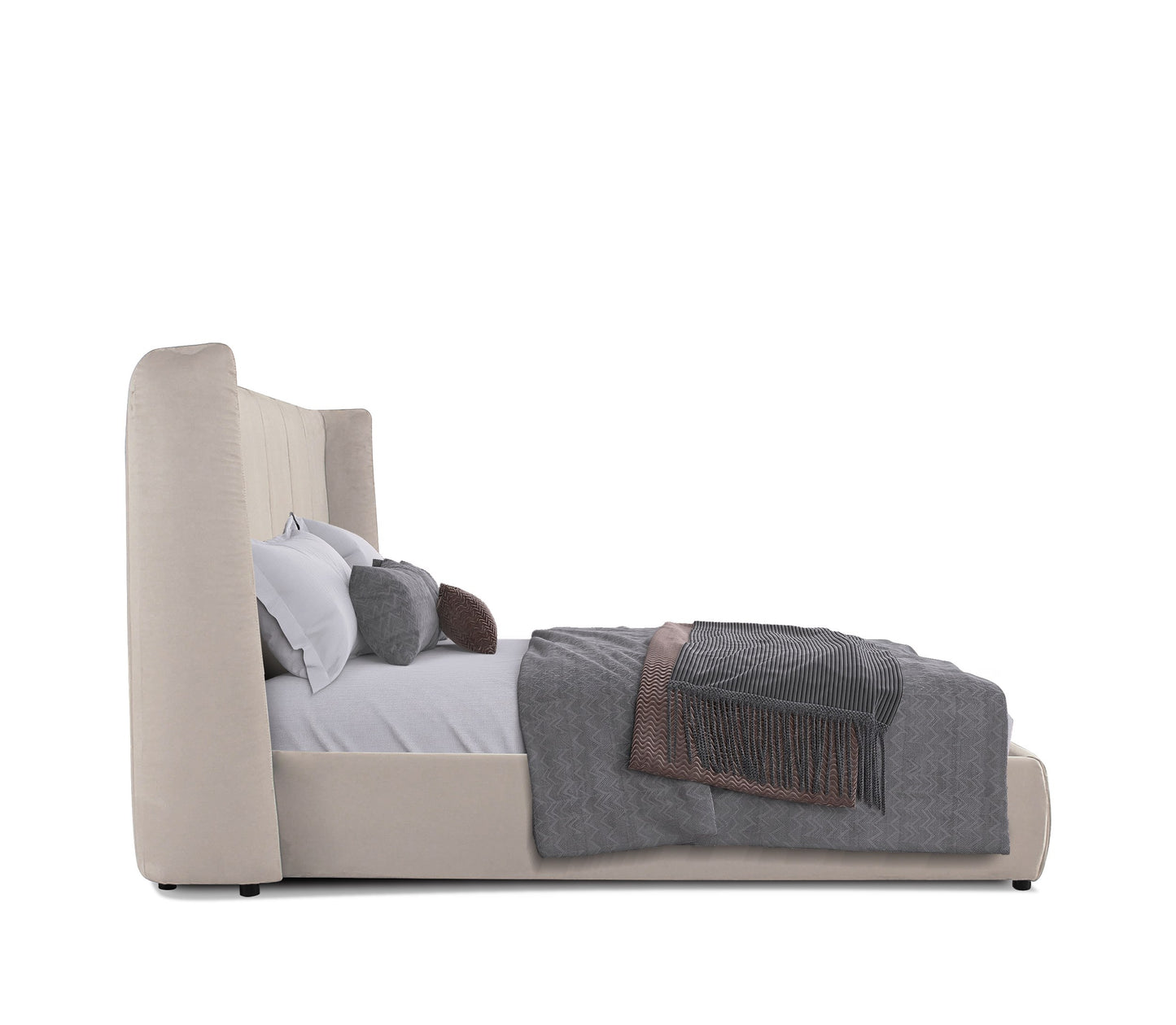 Modrest Emilia Modern Beige Velvet Bed