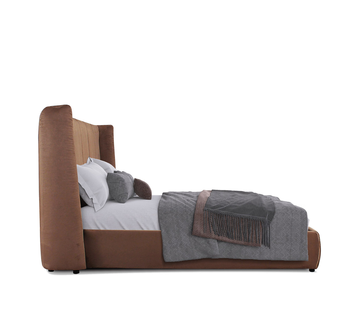 Modrest Emilia Modern Burnt Orange Velvet Bed
