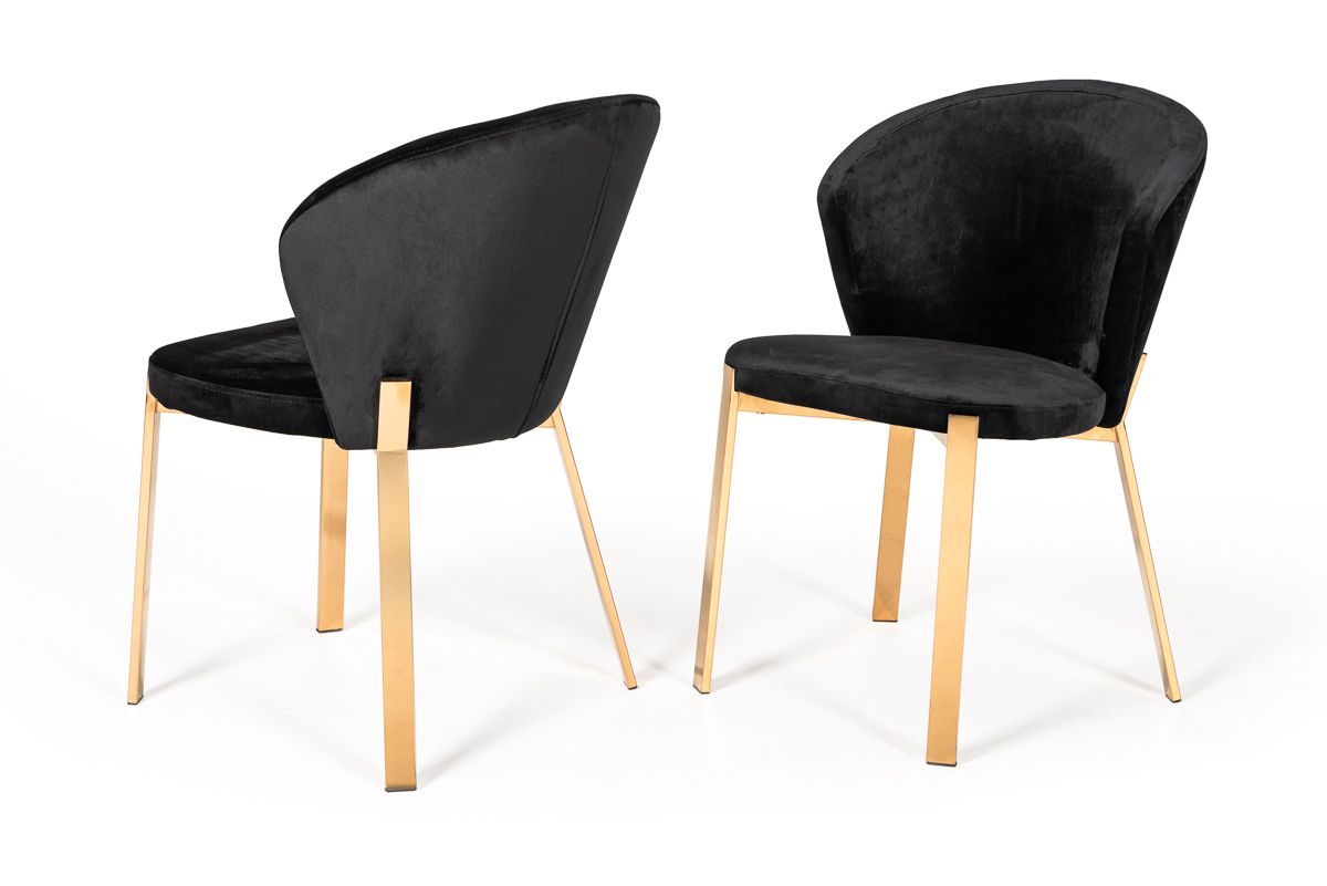 Modrest Nadia Modern Black Velvet and Rosegold Dining Chair