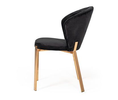 Modrest Nadia Modern Black Velvet and Rosegold Dining Chair