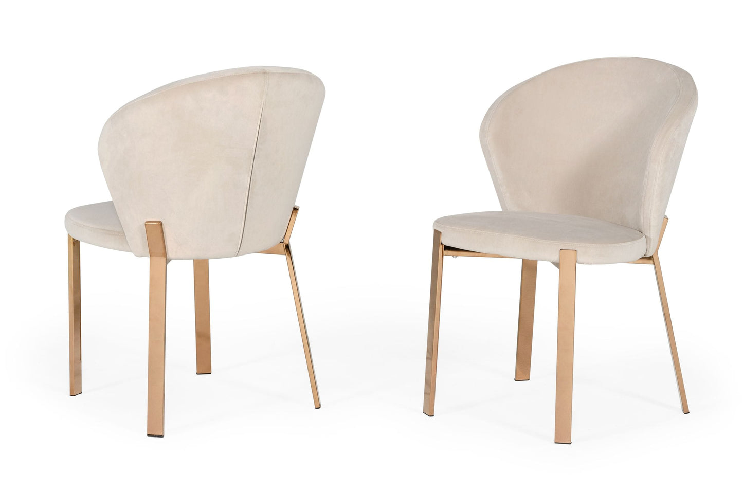 Modrest Nadia Modern Beige Velvet and Rosegold Dining Chair