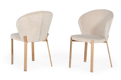 Modrest Nadia Modern Beige Velvet and Rosegold Dining Chair