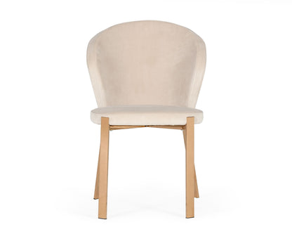 Modrest Nadia Modern Beige Velvet and Rosegold Dining Chair