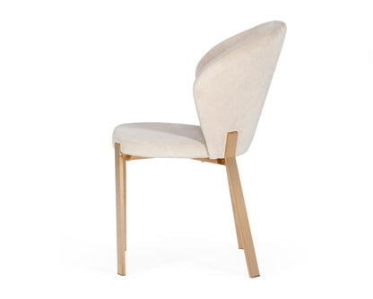 Modrest Nadia Modern Beige Velvet and Rosegold Dining Chair