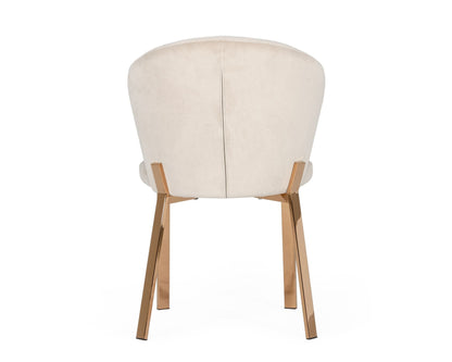 Modrest Nadia Modern Beige Velvet and Rosegold Dining Chair