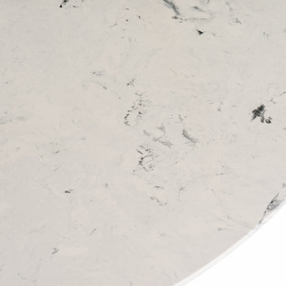Modrest Nancy Mid-Century Modern White Marble Walnut Round Dining Table