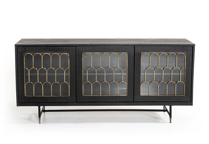 Modrest Natalie Modern Black Acacia and Antique Brass Buffet